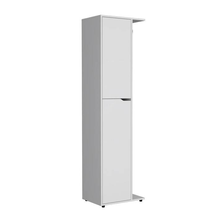 DEPOT E-SHOP Tok  Broom Storage Closet with One Door 71.3" H, Four Shelves and Broom and Mop Holder,White,Kitchen