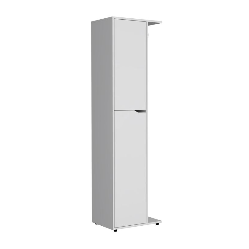 DEPOT E-SHOP Tok  Broom Storage Closet with One Door 71.3" H, Four Shelves and Broom and Mop Holder,White,Kitchen