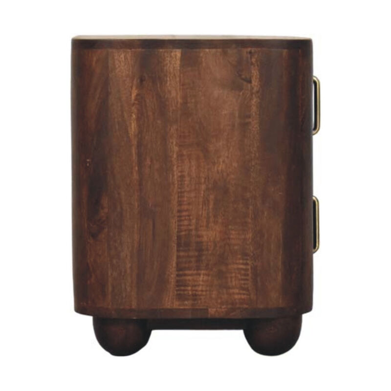HomeRoots 21" Brown Solid Wood Distressed Two Drawer Nightstand image number 2
