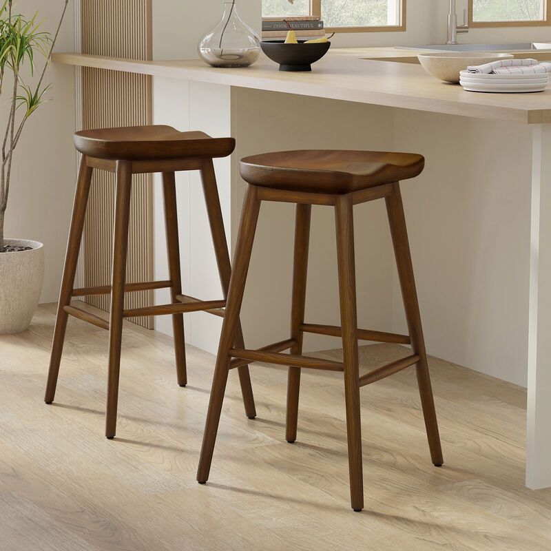 Teagan Modern Rustic 30 inch Bar Stool in Dark Walnut , Fully Assembled image number 2