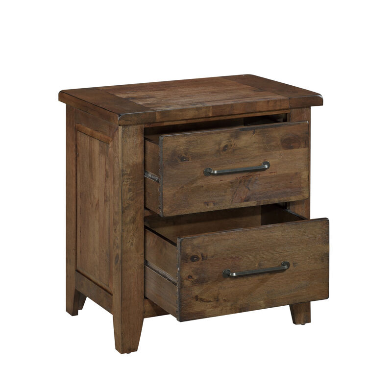 Streamdale Rustic Bedroom Nightstand Solid Rubberwood