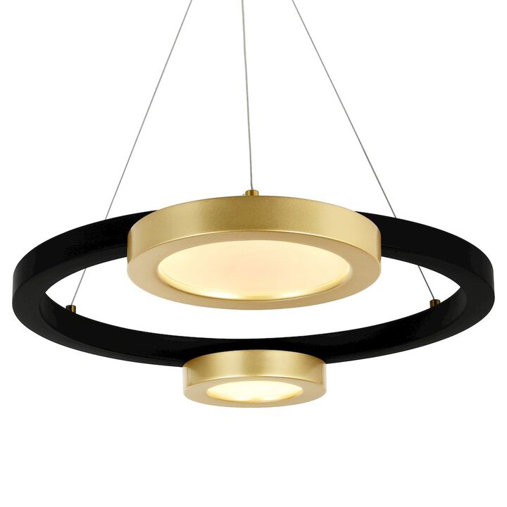 CWI Lighting Deux Lunes LED Chandelier With Sun Gold & Black Finish