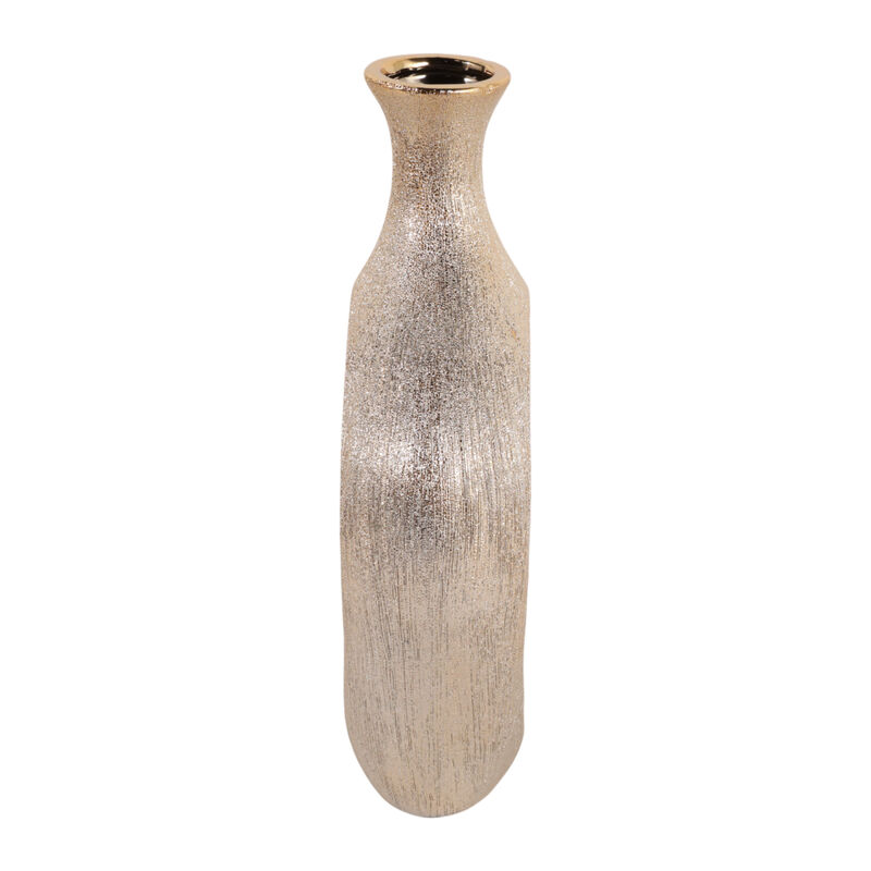 10x7" Beaded Oval Cut Out Vase, Champagne image number 3