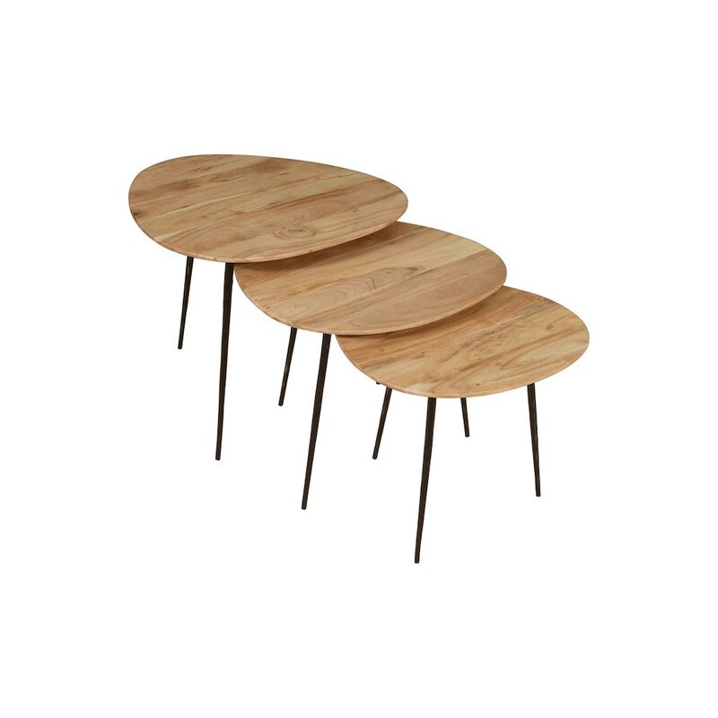 Jofran Reeves Abstract Contemporary Solid Acacia Wood Nesting End Tables (Set of 3)