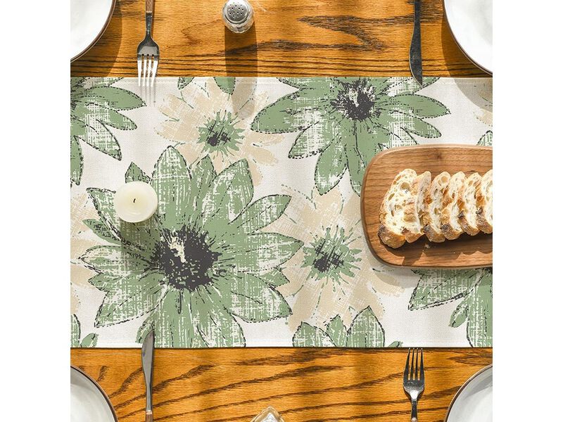 Artoid Mode Green Retro Daisy Spring Table Runner image number 5
