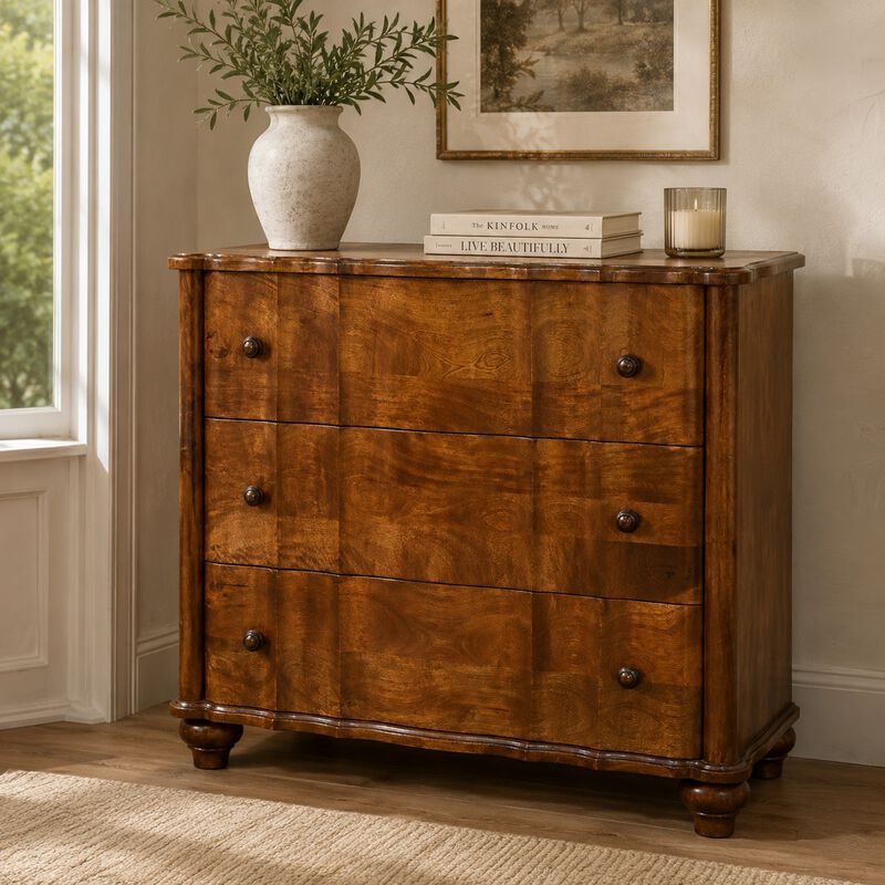 Artisan Furniture Solid Wood Lume 3 Drawer Chest, Brown image number 1