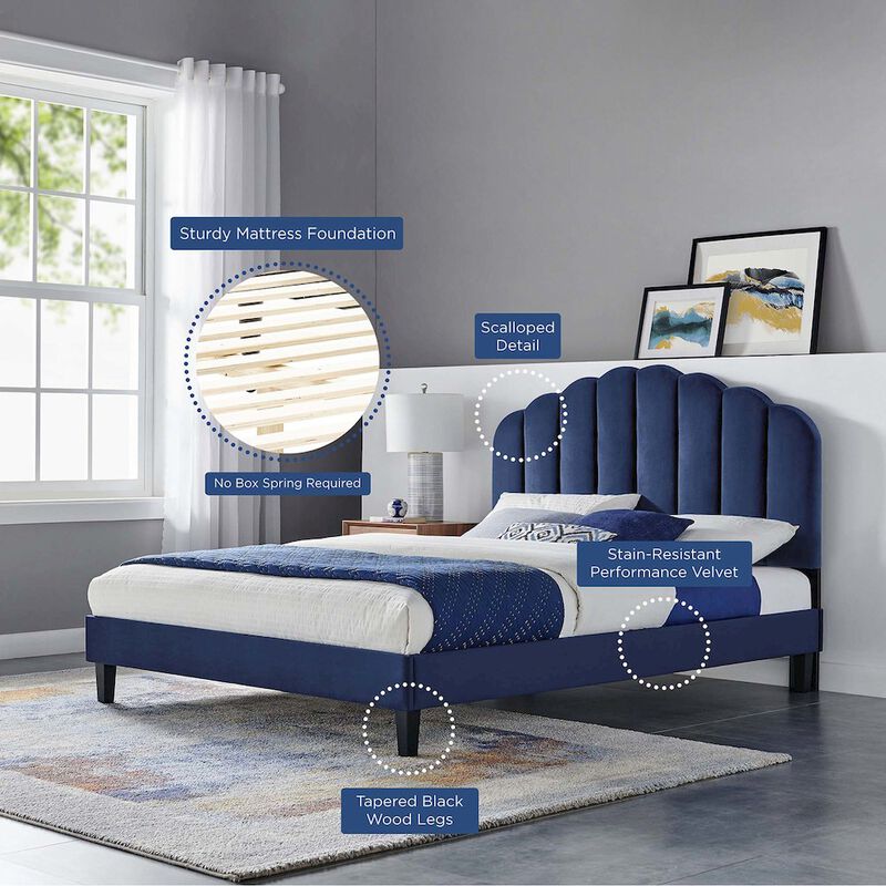 Daisy Performance Velvet Full Platform Bed image number 6