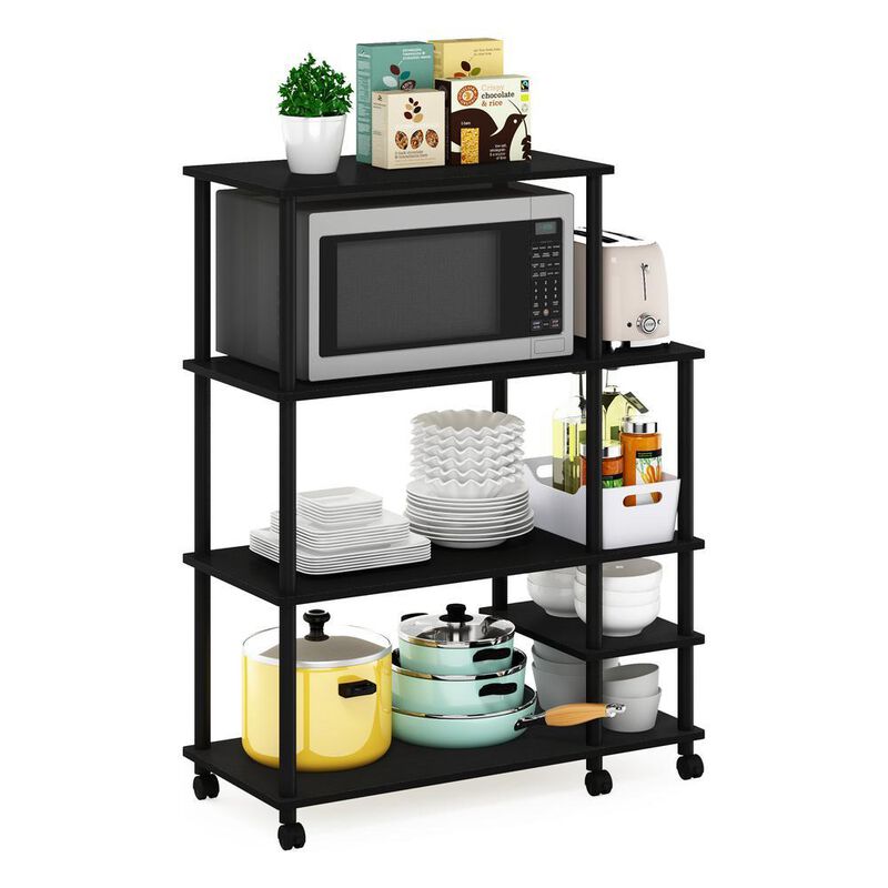 Furinno Turn-N-Tube 4-Tier Toolless Kitchen Wide Storage Shelf Cart, Americano/Black