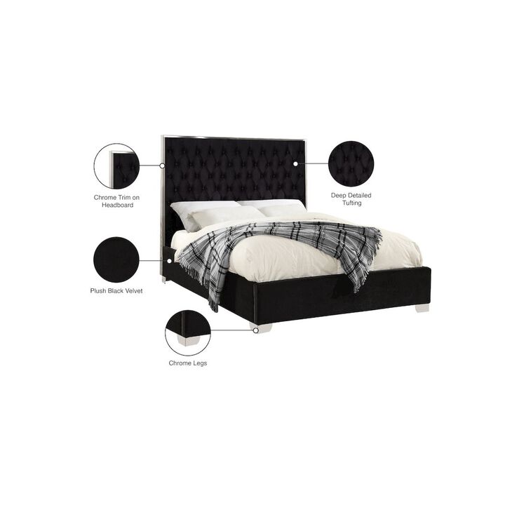 Meridian Furniture Lexi Black Velvet Queen Bed