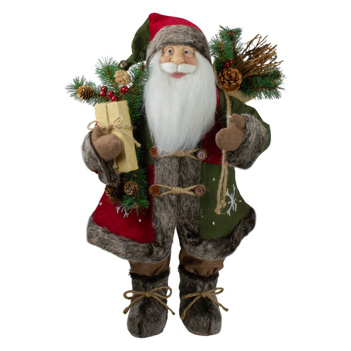 24" Country Rustic Santa Claus with Snowflake Jacket Christmas Figure