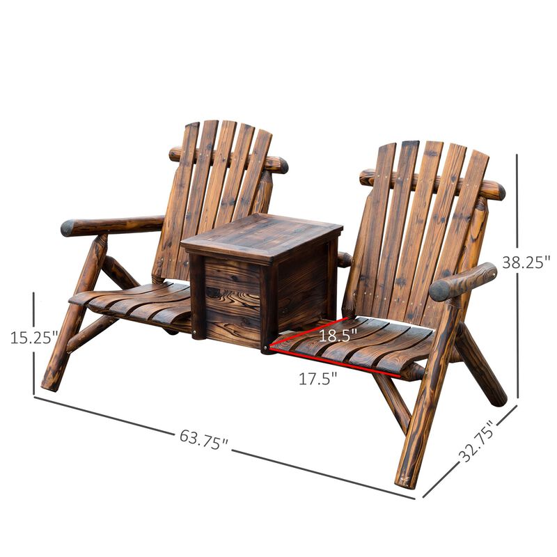 Rustic Ice Bucket Loveseat: Wooden Adirondack Double Chair for Outdoor Relaxation