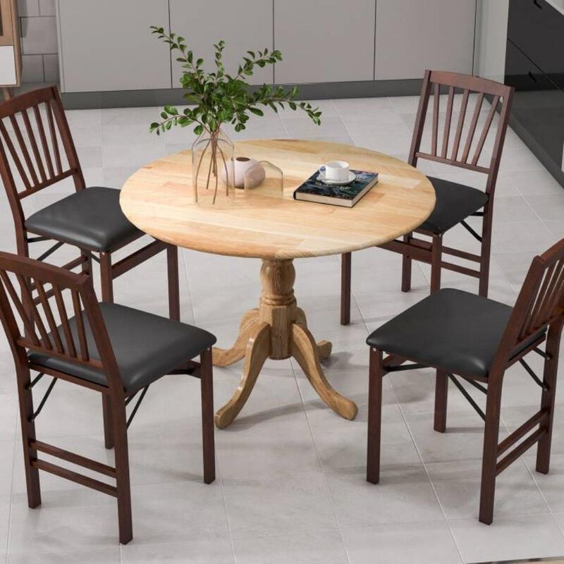 Hivvago Round Solid Wood Kitchen Dining Table in White Farmhouse Wooden Finish