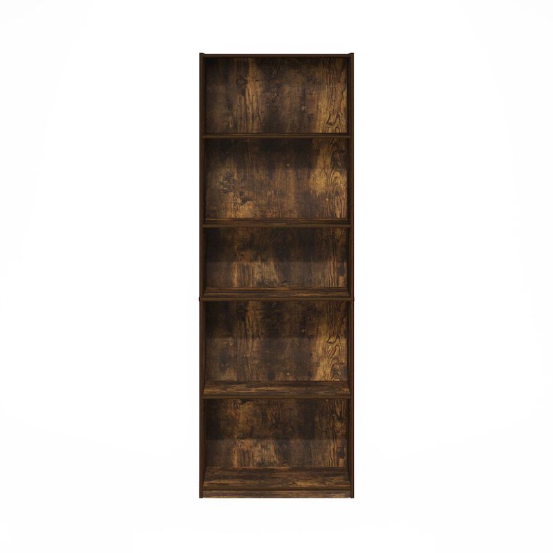 Gehry 5-Tier Bookcase, Bookshelf with Adjustable Shelves, Amber Pine