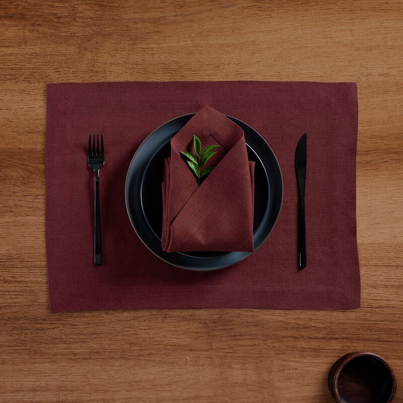 Solino Home 100% Pure Linen Placemats 14 x 19 Inch Set of 4 - Sonoma