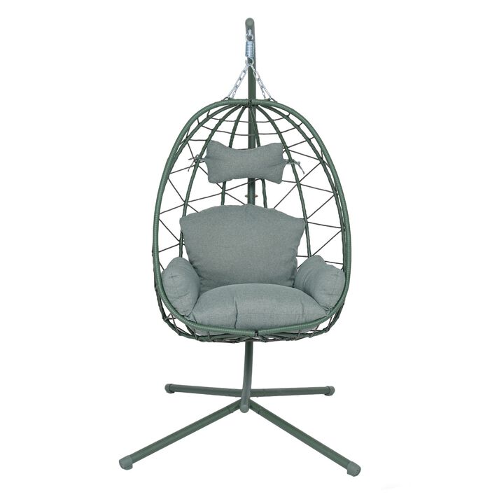 Hivvago Wicker Hanging Egg Chair with Stand