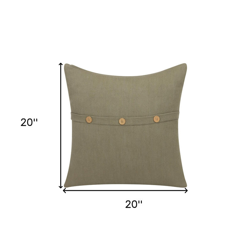 HomeRoots 20" Sage Green Cotton Throw Pillow With Buttons image number 4