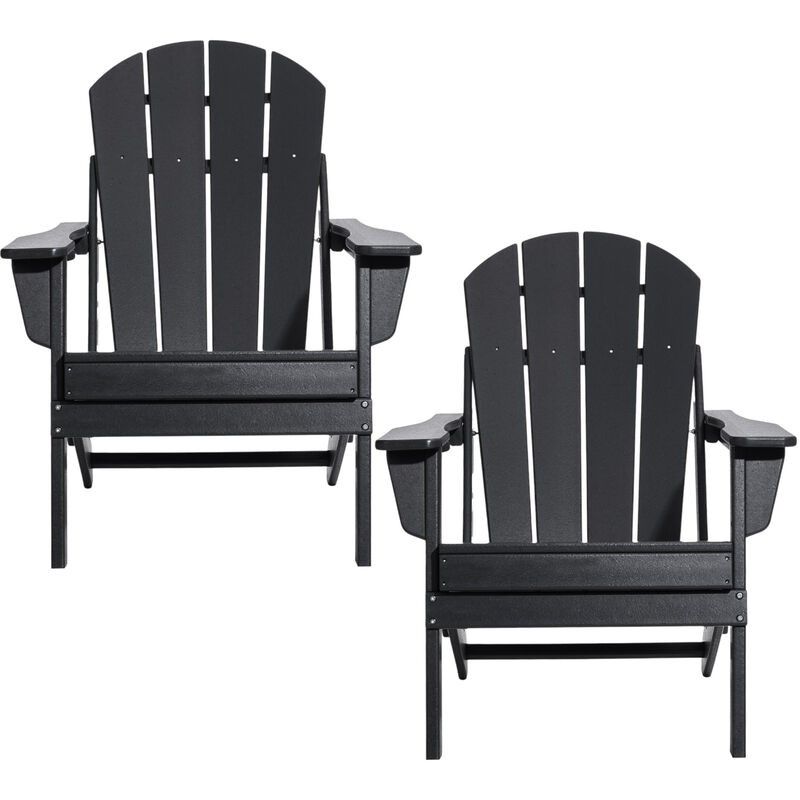 Set of 2 Outdoor Adirondack Chairs &ndash; Foldable & Durable Plastic Seating for Fire Pit, Yard, or Porch