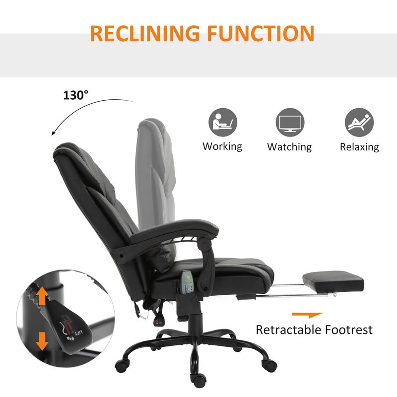 Black Ergonomic Comfort: High-Back Massage Office Chair with Footrest