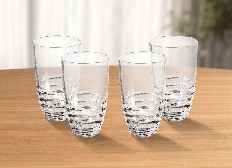 Set of 4 Swirl Acrylic Highball Glasses for Drinks and Entertaining