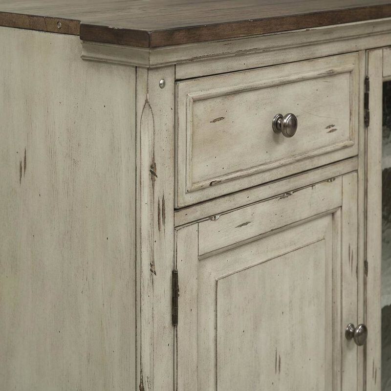Liberty Furniture Antique White TV Stand, Wirebrushed Tobacco Accents, Traditional Style image number 4