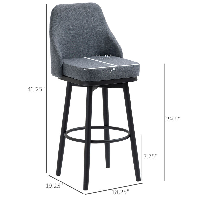 Hivvago Modern Bar Stools Set of 2 with Steel Legs image number 2