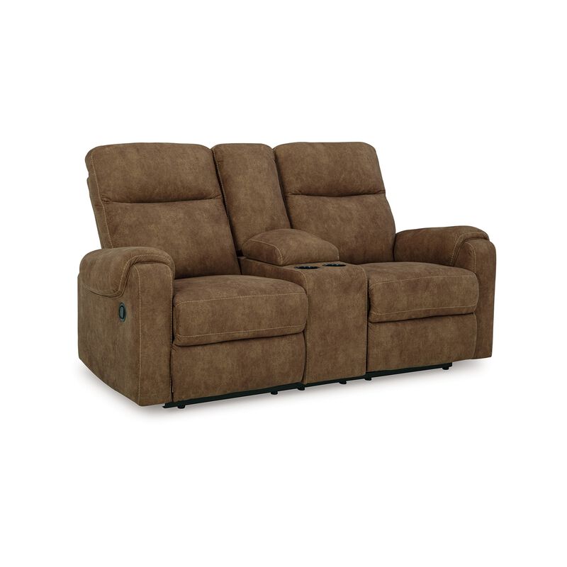 Woli Manual Recliner Loveseat, 75 Inch, Classic Brown Faux Leather - Benzara