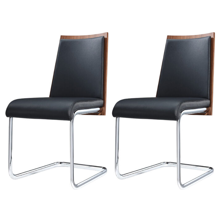 Set of 2 Upholstered Faux Leather Parsons Dining Chairs for Kitchen or Dining Room