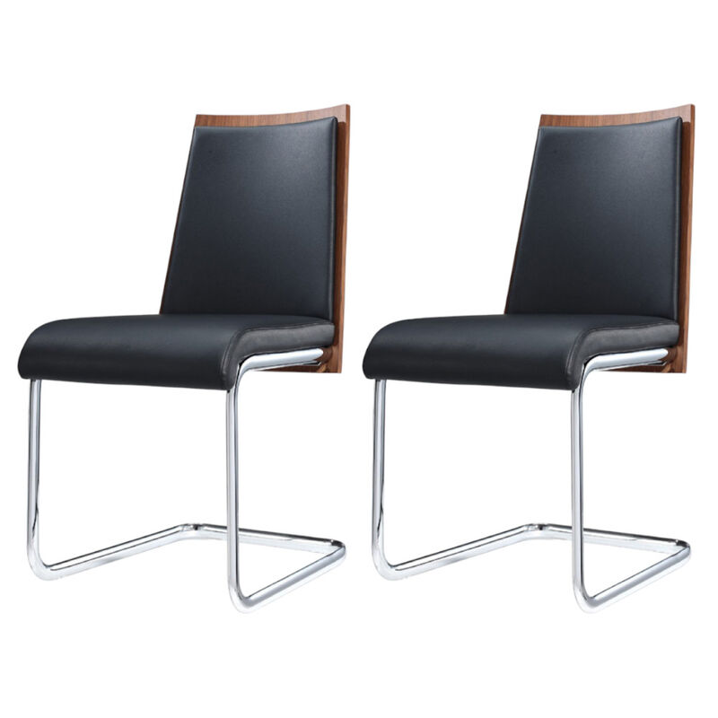 Set of 2 Upholstered Faux Leather Parsons Dining Chairs for Kitchen or Dining Room
