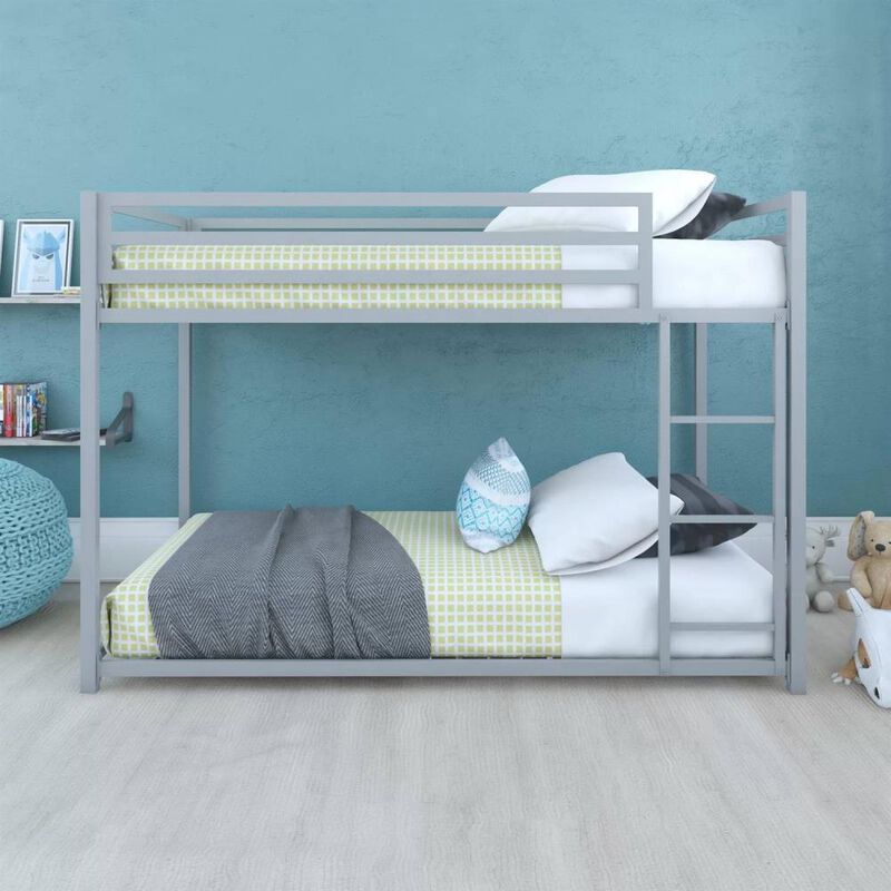Hivvago Twin over Twin size Modern Low Height Blue Metal Bunk Bed image number 1