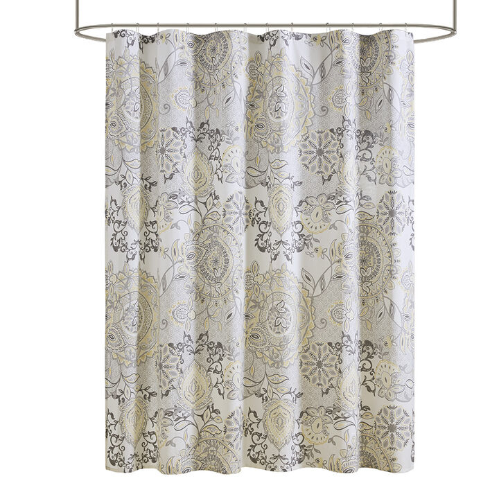 Gracie Mills Leo Floral Printed Lightweight Cotton Shower Curtain