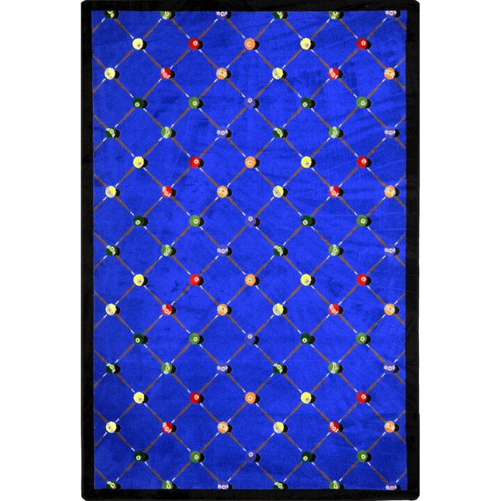 Joy Carpets Games People Play Billiards 5'4 x 7'8 Area Rug in Color Blue