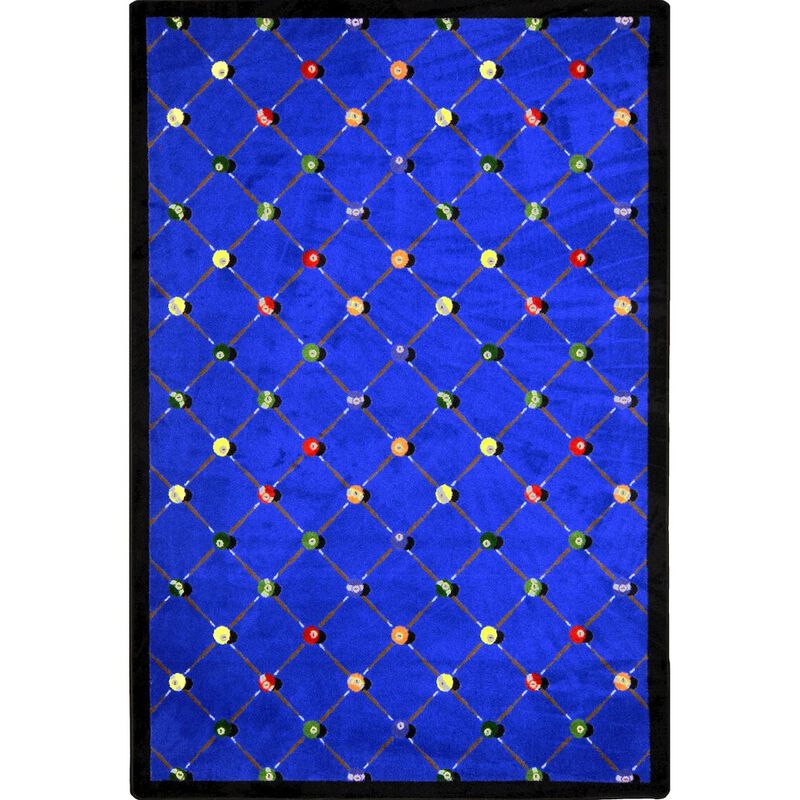 Joy Carpets Games People Play Billiards 5'4 x 7'8 Area Rug in Color Blue