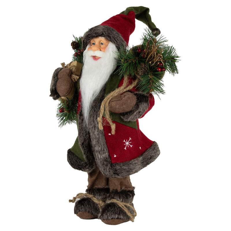 16" Country Santa Claus with Snowflake Jacket Standing Christmas Figure