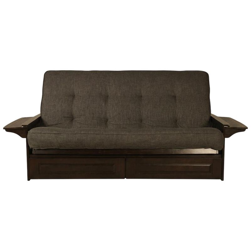 Phoenix Frame Queen-Espresso Finish-Linen Charcoal Mattress-Storage Drawers image number 0