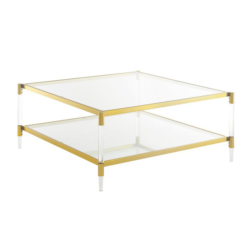 Convenience Concepts Royal Crest 2 Tier Acrylic Glass Square Coffee Table