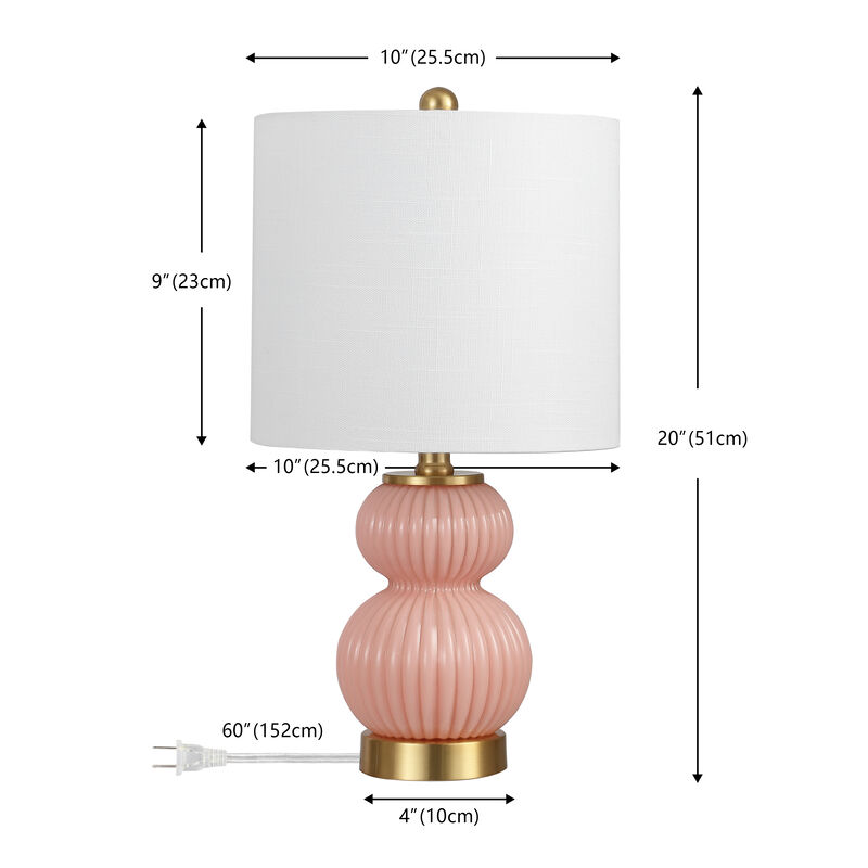 Daphne 20" Contemporary Transitional Metal/Glass Ribbed Gourd LED Table Lamp