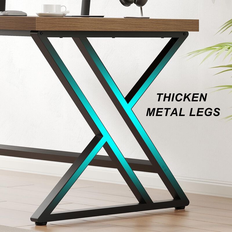 Top True Wood Computer Desk, Modern Writing Desk with Metal Legs for Home Office image number 4