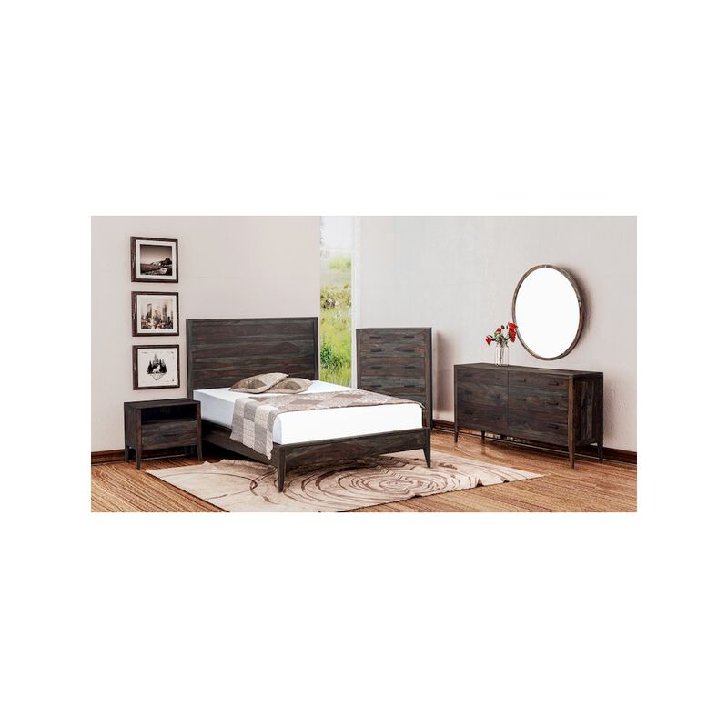 Porter Designs Fall River Solid Sheesham Wood King Bed, Gray