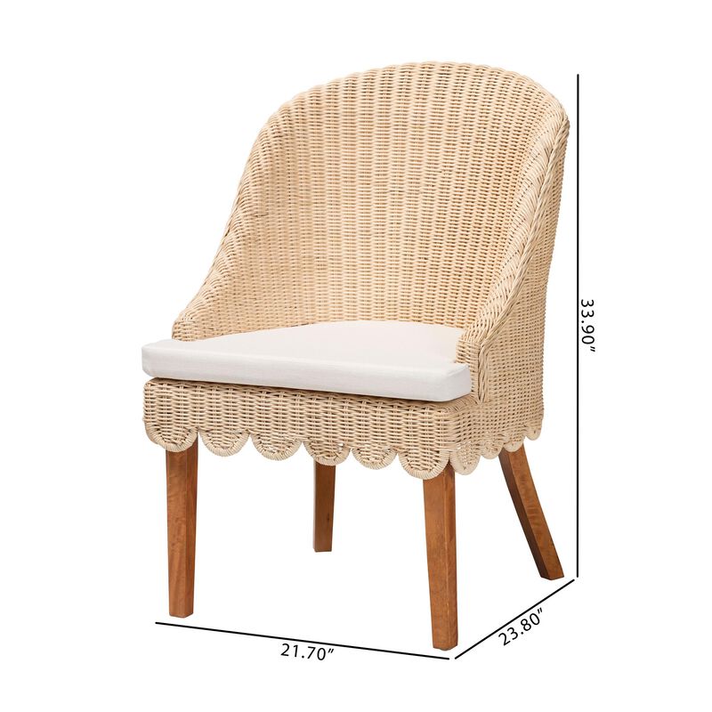 bali & pari Mabel Natural Rattan 2-Piece Dining Chair Set - Handwoven Wicker Accent Chair with Wingback Frame and Seat Cushion for Kitchen or Dining Room image number 7