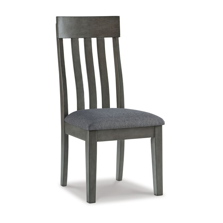 Haly Dining Side Chair Set of 2, Solid Wood Gray Frame, Fabric Seat - Benzara