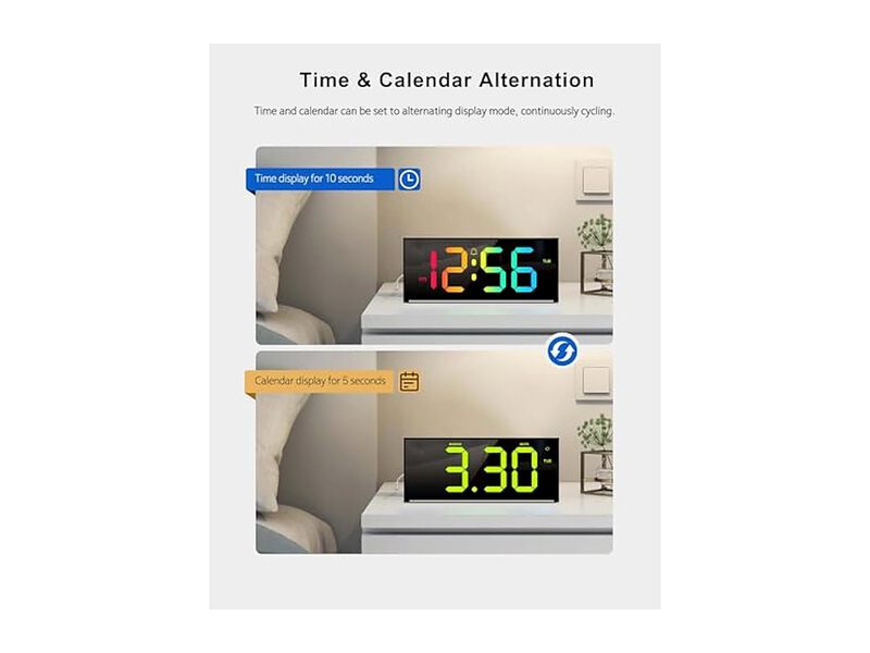 Digital Full Screen Display RGB Wall Clock 12 Inch Glow In Dark image number 3