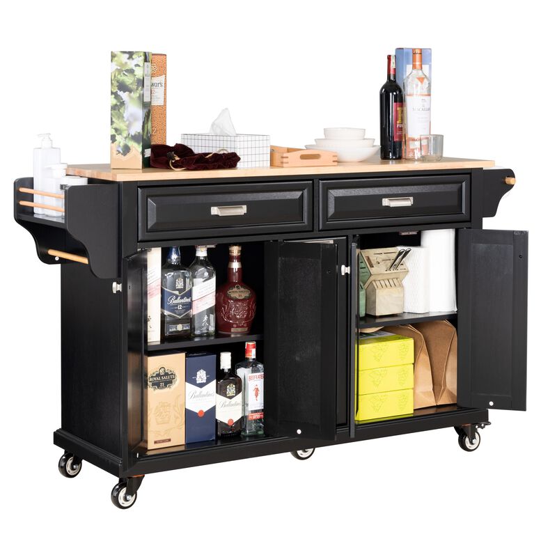 Streamdale Cambridge Natural Wood Top Kitchen Island with Storage