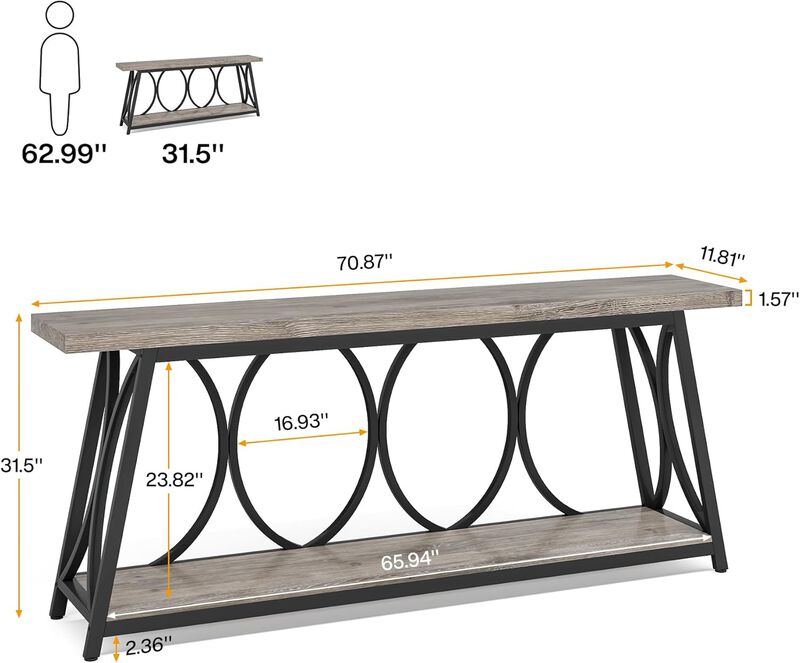 Narrow Console Table for Entryway, Hallway, or Living Room