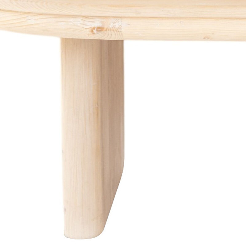 Hivvago 54 Inch Natural Solid Wood Oval Solid Coffee Table