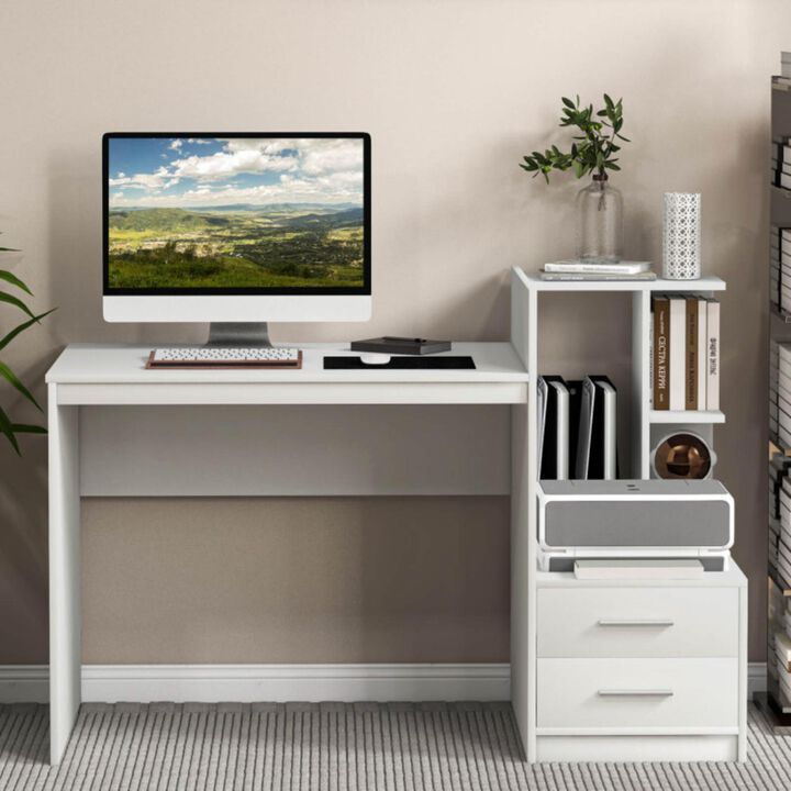 Hivvago Computer Desk Home Office with Bookshelf and Drawers