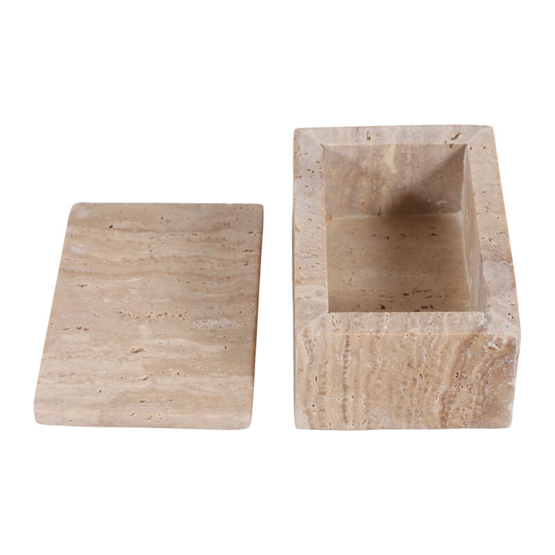 6" Travertine Box, Tan image number 2