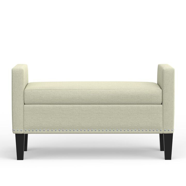 Rize Home 41.5 Storage Bench with Nailhead - Beige