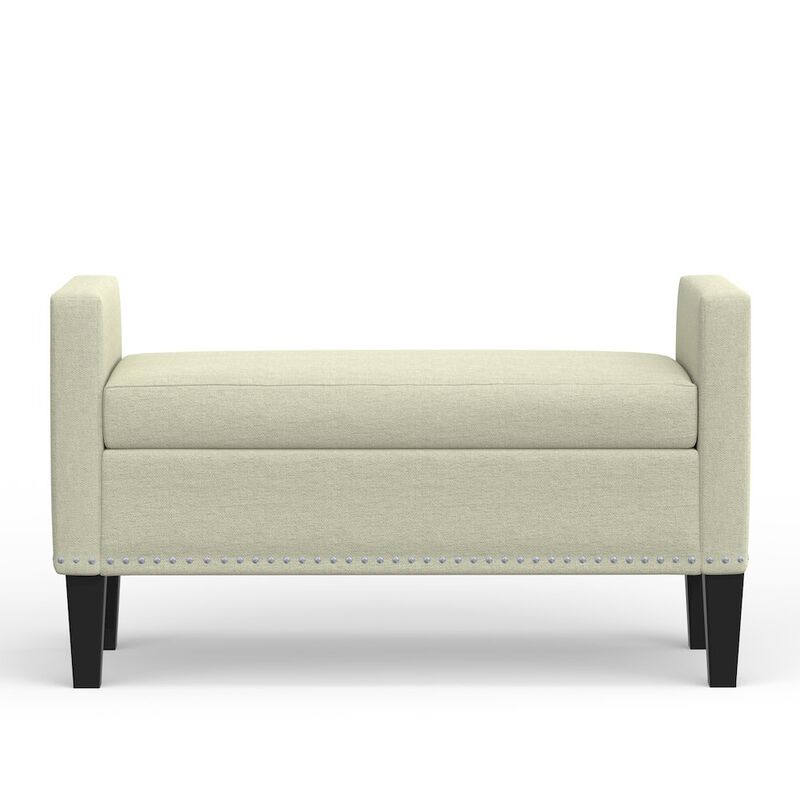 Rize Home 41.5 Storage Bench with Nailhead - Beige image number 1