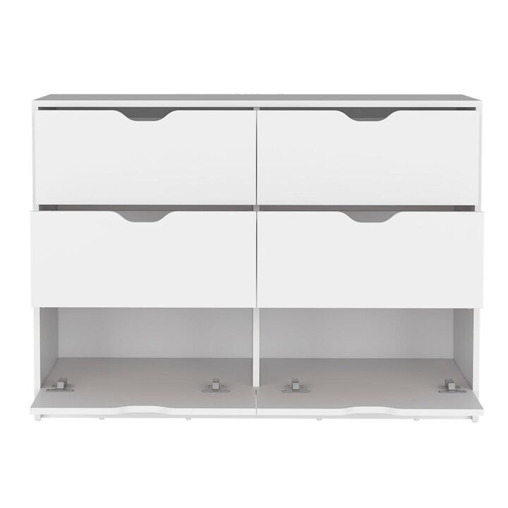 DEPOT E-SHOP Houma 4 Drawer Dresser with 2 Lower Cabinets, Drawer Chest, White