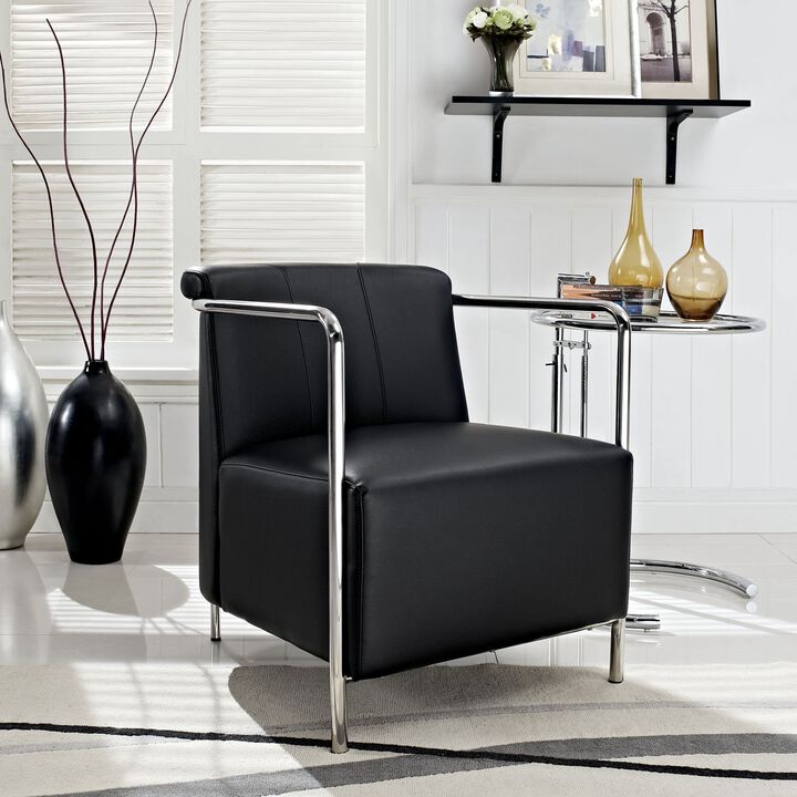 Modway Ebb Vinyl Lounge Chair in Black